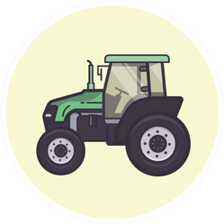 Tractor, In Pale Green Circle Sticker