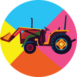 Tractor On Colorful Pop Art Style Sticker