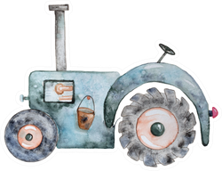 Tractor Watercolor Art In Blue Sticker