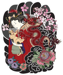 Traditional Japanese Tattoo Style Sticker