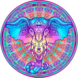 Tribal Style Elephant Over Mandala Sticker