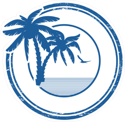 Tropical Grunge Rubber Stamp Palm Tree Sticker