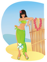 Tropical Island Girl Sticker