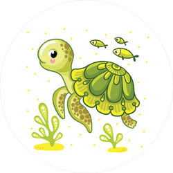 Turtle and Fish Ocean Sticker