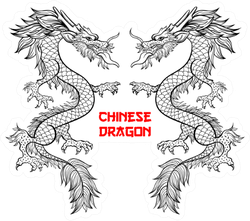 Two Chinese Dragons Hand Drawn Sticker