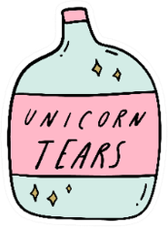 Unicorn Tears Bottle Doodle Art Sticker