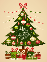 Vintage Christmas Tree With Gifts Sticker