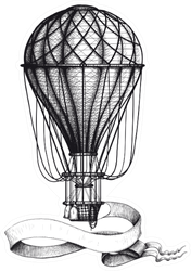 Vintage Hot Air Balloon With Waving Banner Sticker
