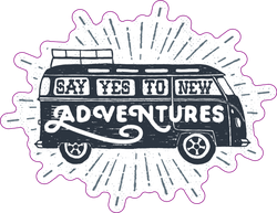 Vintage Minivan Illustration, "Say Yes To New Adventures"