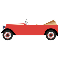 Vintage Red Car Retro 20s Style Illustration Sticker