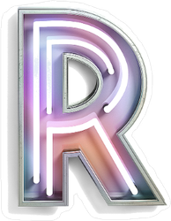 Vivid Neon Font With Fluorescent Tubes Letter R Sticker