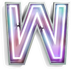 Vivid Neon Font With Fluorescent Tubes Letter W Sticker