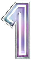 Vivid Neon Font With Fluorescent Tubes Number 1 Sticker