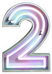 Vivid Neon Font With Fluorescent Tubes Number 2 Sticker