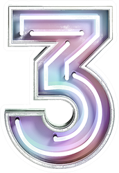 Vivid Neon Font With Fluorescent Tubes Number 3 Sticker