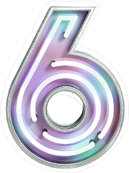 Vivid Neon Font With Fluorescent Tubes Number 6 Sticker