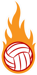Volleyball Ball With Simple Flames Sticker