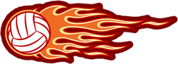 Volleyball With Orange and Yellow Hotrod Flames Sticker