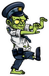 Walking Cartoon Zombie Policeman Sticker