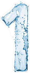 Water Splash Font Number 1 Sticker