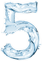 Water Splash Font Number 5 Sticker