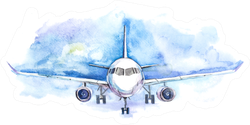 Watercolor Airplane Art Sticker