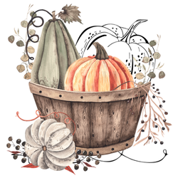 Watercolor Autumn Composition Fall Pumpkins Sticker