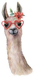 Watercolor Card With Llama Wearing Sunglasses Sticker
