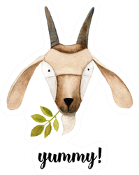 Watercolor Goat Eating Yummy Sticker