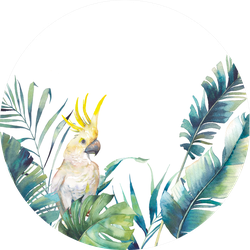 Watercolor Greenery And Big Yellow Cockatoo Frame Sticker