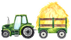 Watercolor Hand Painted Autumn Harvest Tractor Sticker