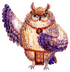 Watercolor Hawaii Dance Owl Sticker