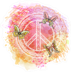 Watercolor Hippie Peace Symbol Sticker
