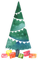Watercolor Holiday Tree Sticker