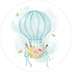 Watercolor Illustration Blue Hot Air Balloon Sticker