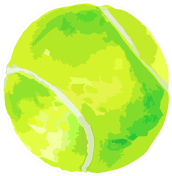 Watercolor Illustration Of Green Tennis Ball Sticker