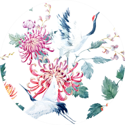 Watercolor Pattern Red Heads Crane Sticker