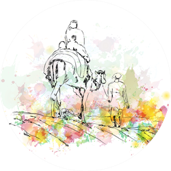 Watercolor Sketch Of Camel Riding Sticker