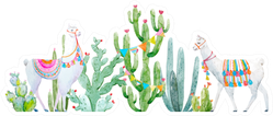 Watercolor Tropical Cute Llama Sticker