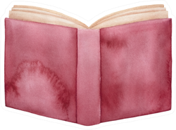 Watercolour Illustration Of Opened Book Sticker