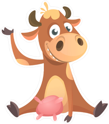 Waving Cow Sicker