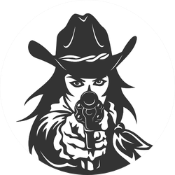 Western Girl With Revolver Sticker