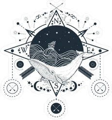 Whale Underwater Tattoo Style Sticker