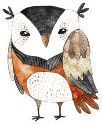 White, Black and Brown Watercolor Owl