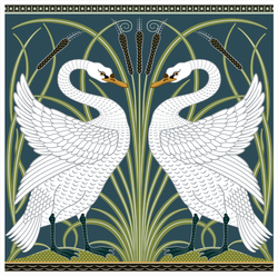 White Swan Decorative Border Pattern Illustration Sticker