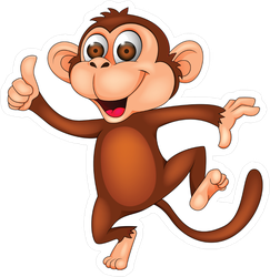 Wide Eyed Dancing Monkey Cartoon Sticker