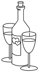 Wine Bottle With Glasses Sticker