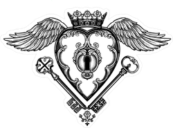 Winged Locked Heart and Crown Sticker
