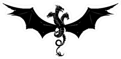 Winged Three Headed Dragon Sticker