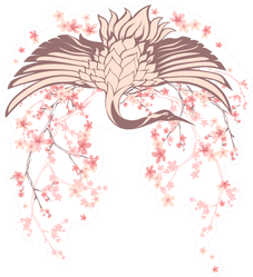 Wingspread Crane Bird With Blossom Sakura Branches Sticker